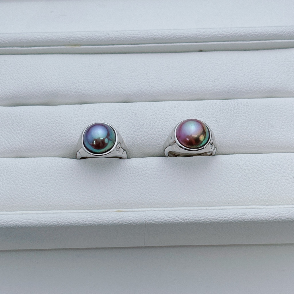 R62 S925 High Quality Edison Freshwater Pearl Adjustable Ring Metallic Luster 138$